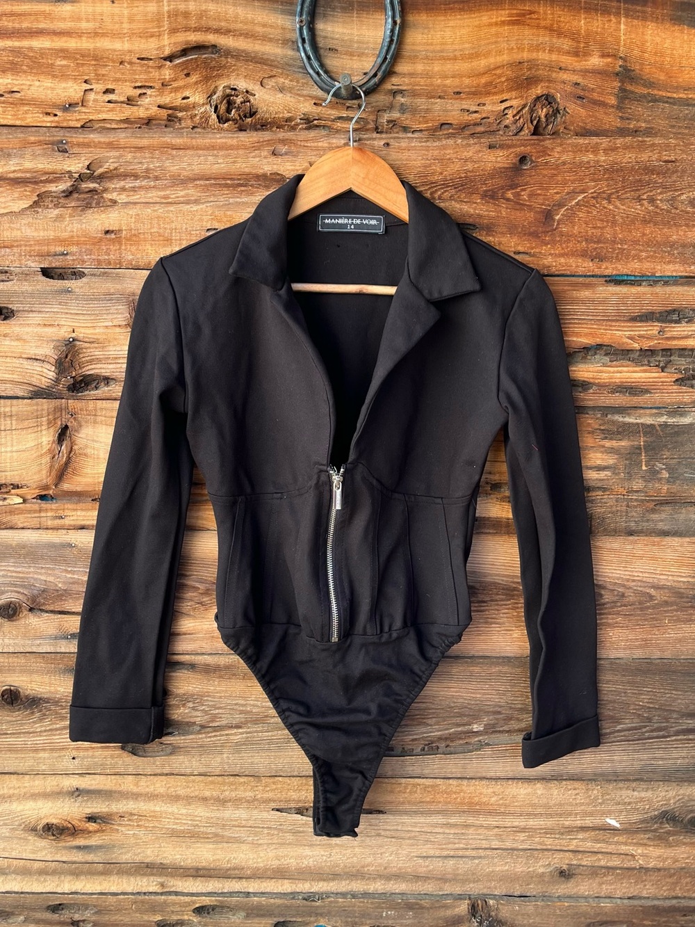 MANIÈRE DE VOIR | Black Collared One Piece Romper 14
